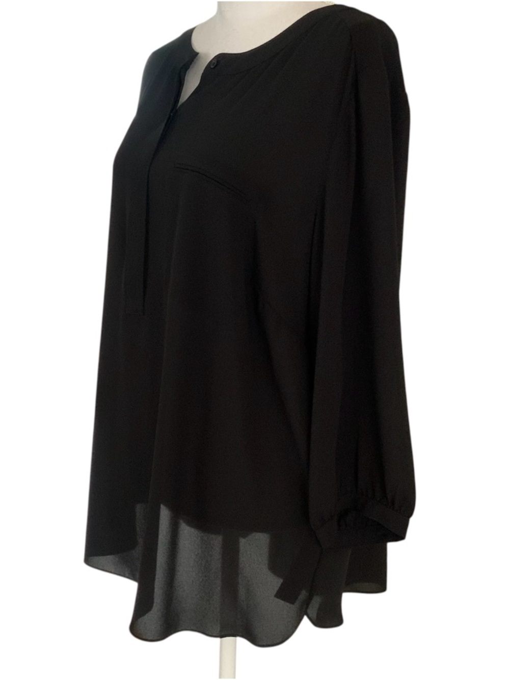 NYDJ Women’s Blouse Top 1X Black Sheer 3/4 Sleeves NWT - Picture 2 of 7